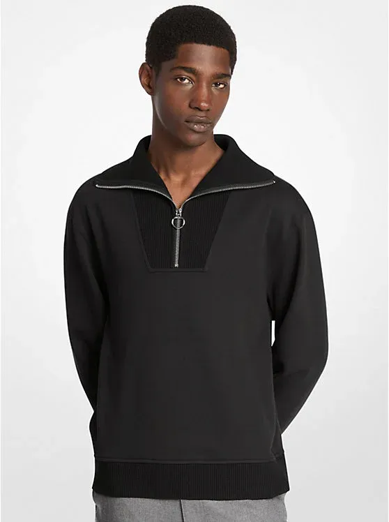 Cotton Terry Funnel Neck Sweater