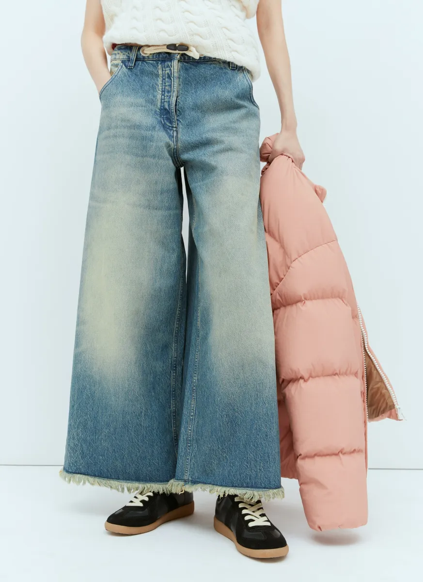 Fringe Cuffs Wide Leg Jeans