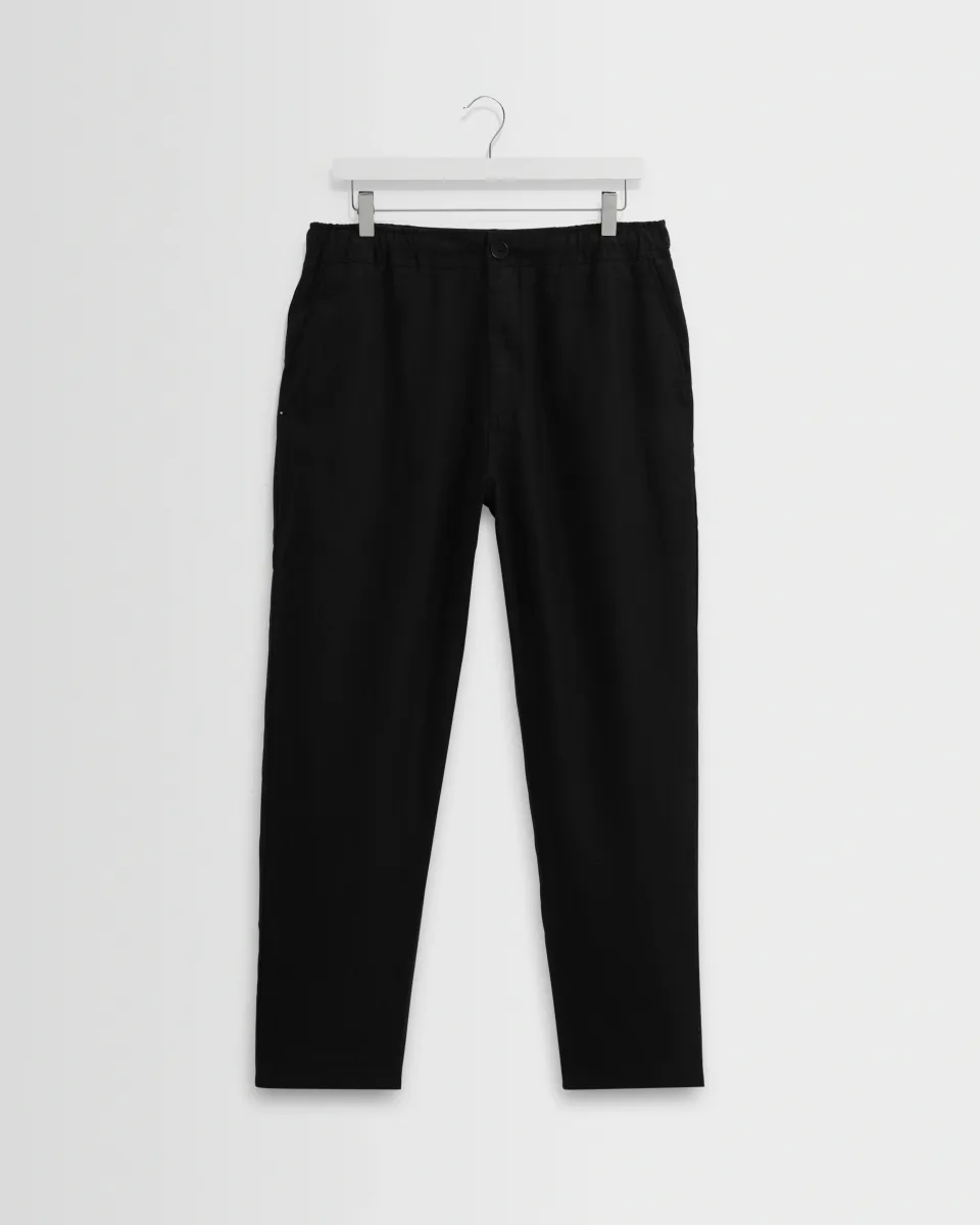 Kurt - Black Washed Linen Relaxed Fit Trousers