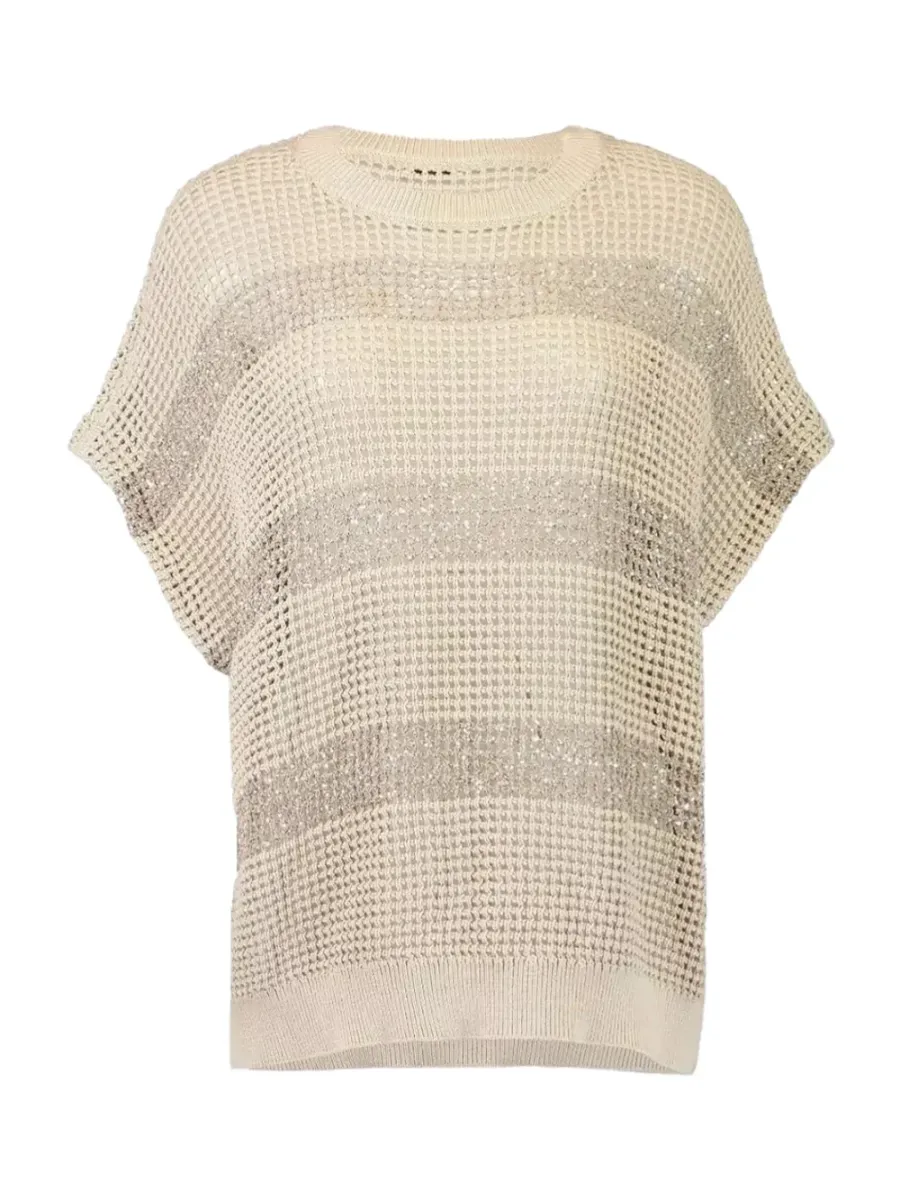 Short Sleeve Sweater Beige