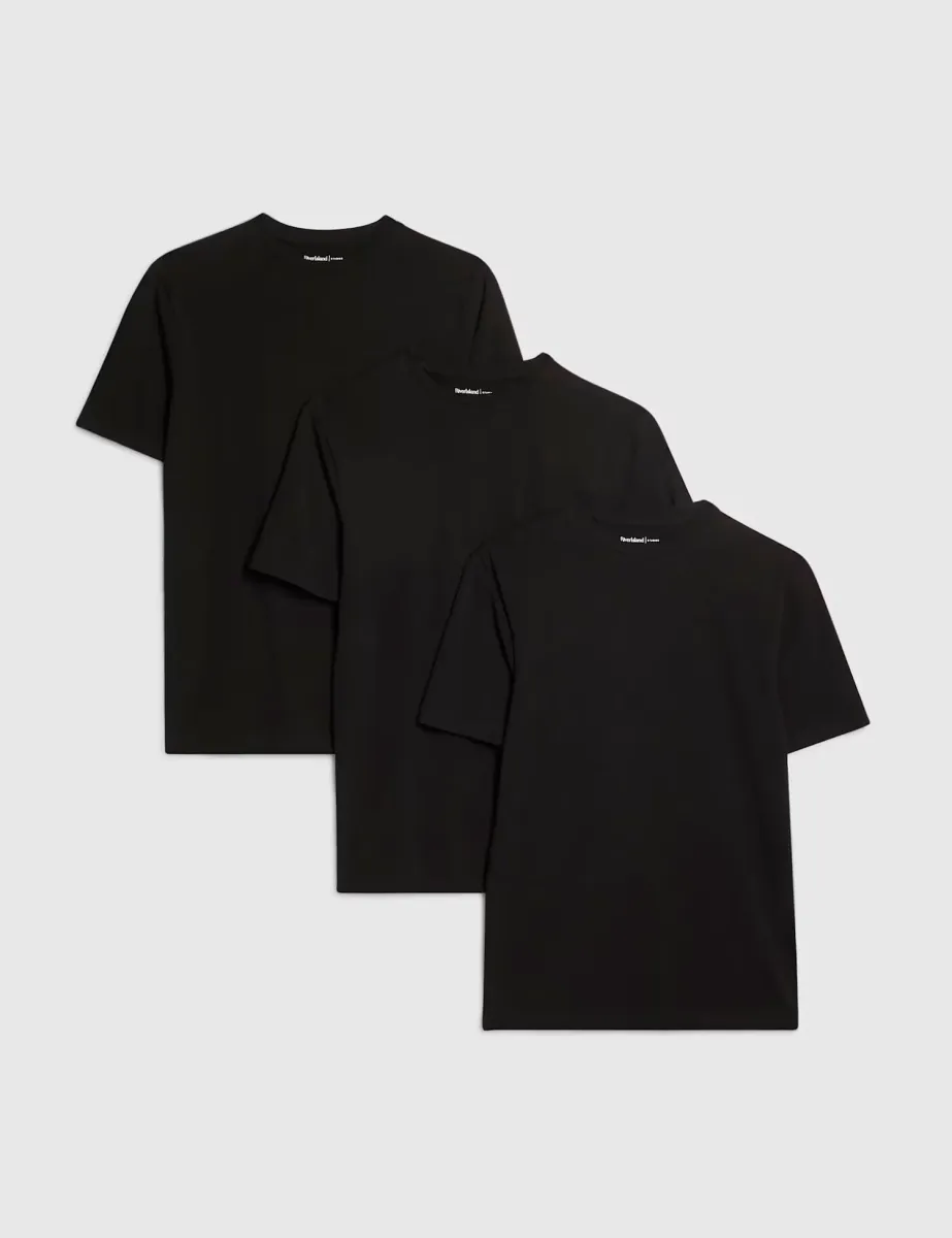 3 Pack Slim Fit Cotton Rich Crew Neck T-Shirts Black