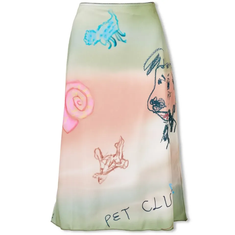 Pet Drawing Midi Skirt