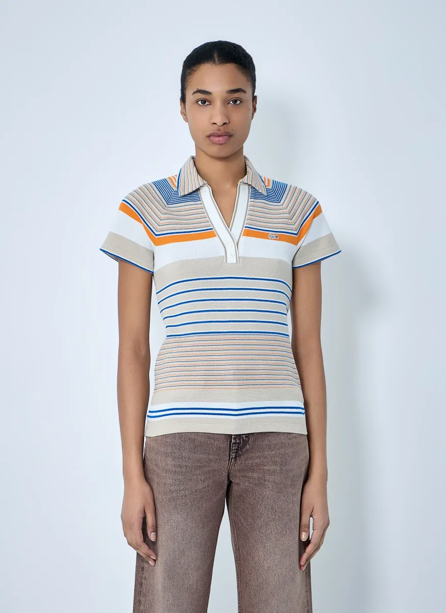 Slim Fit Striped Piqué Polo Shirt