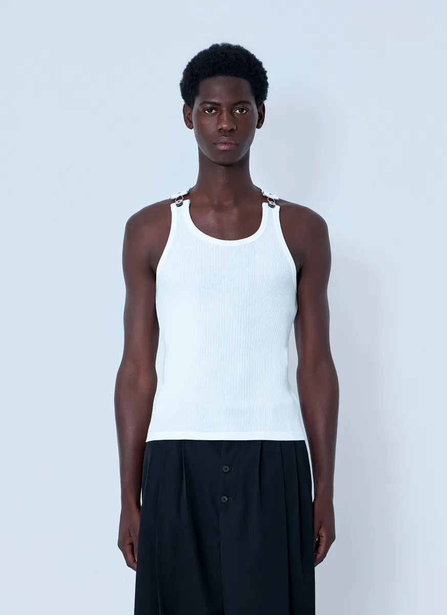 Ribbed Tank Top with Metallic Hardware