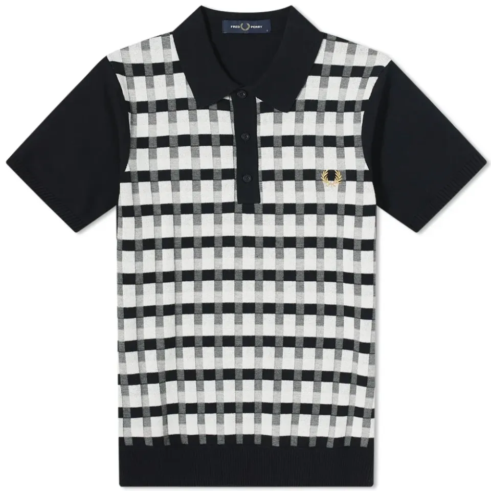 Abstract Check Knitted Shirt