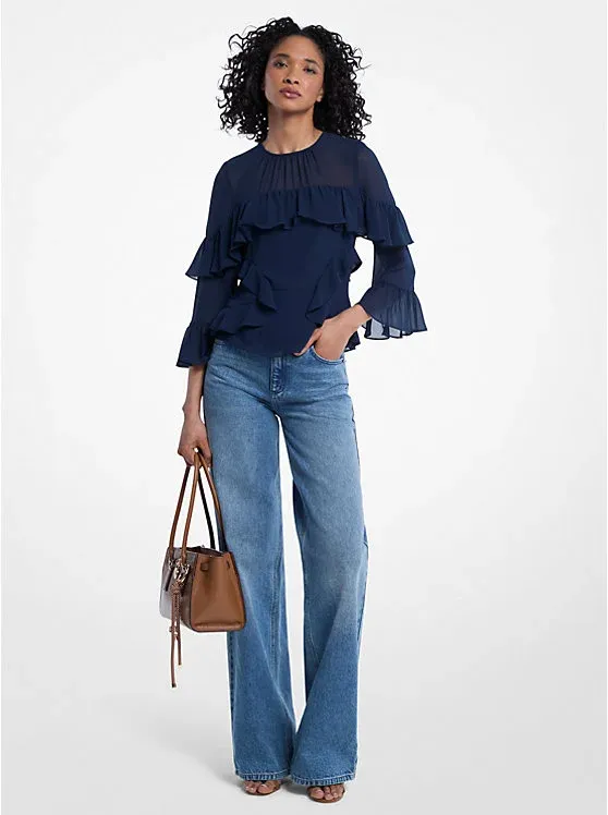 Ruffled Georgette Blouse