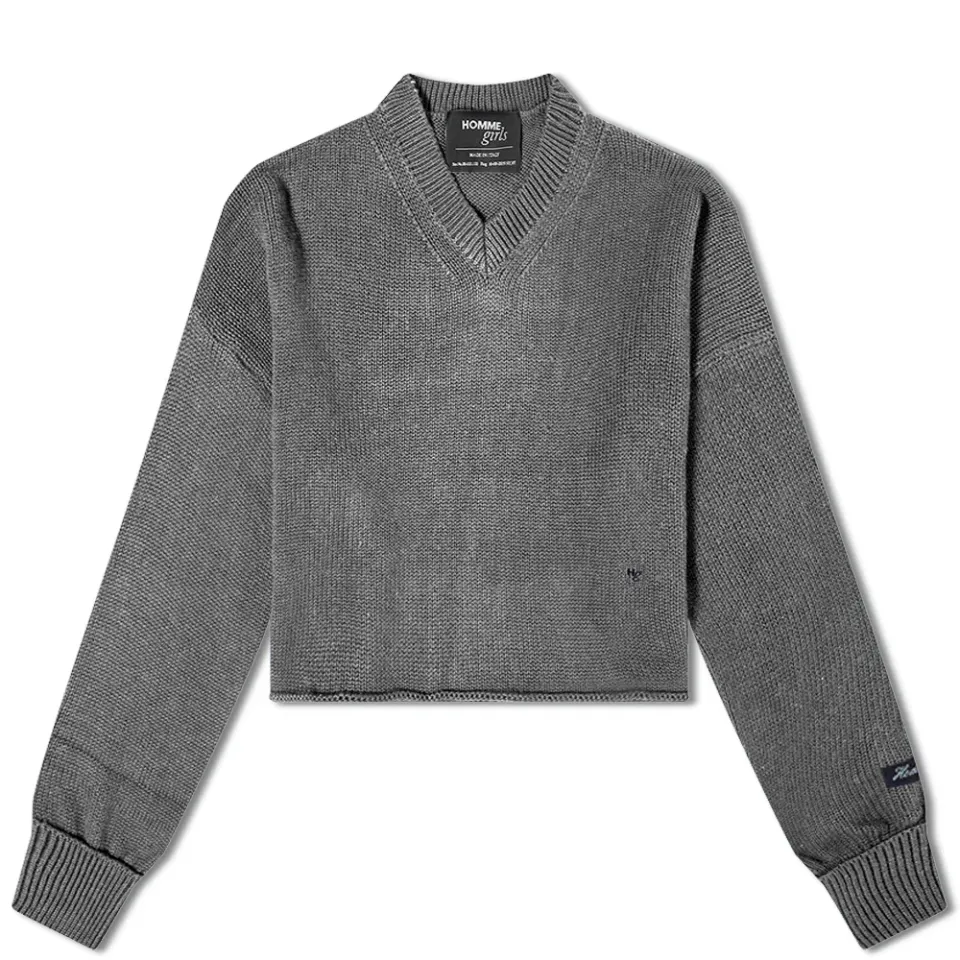 Cropped V Neck Knit