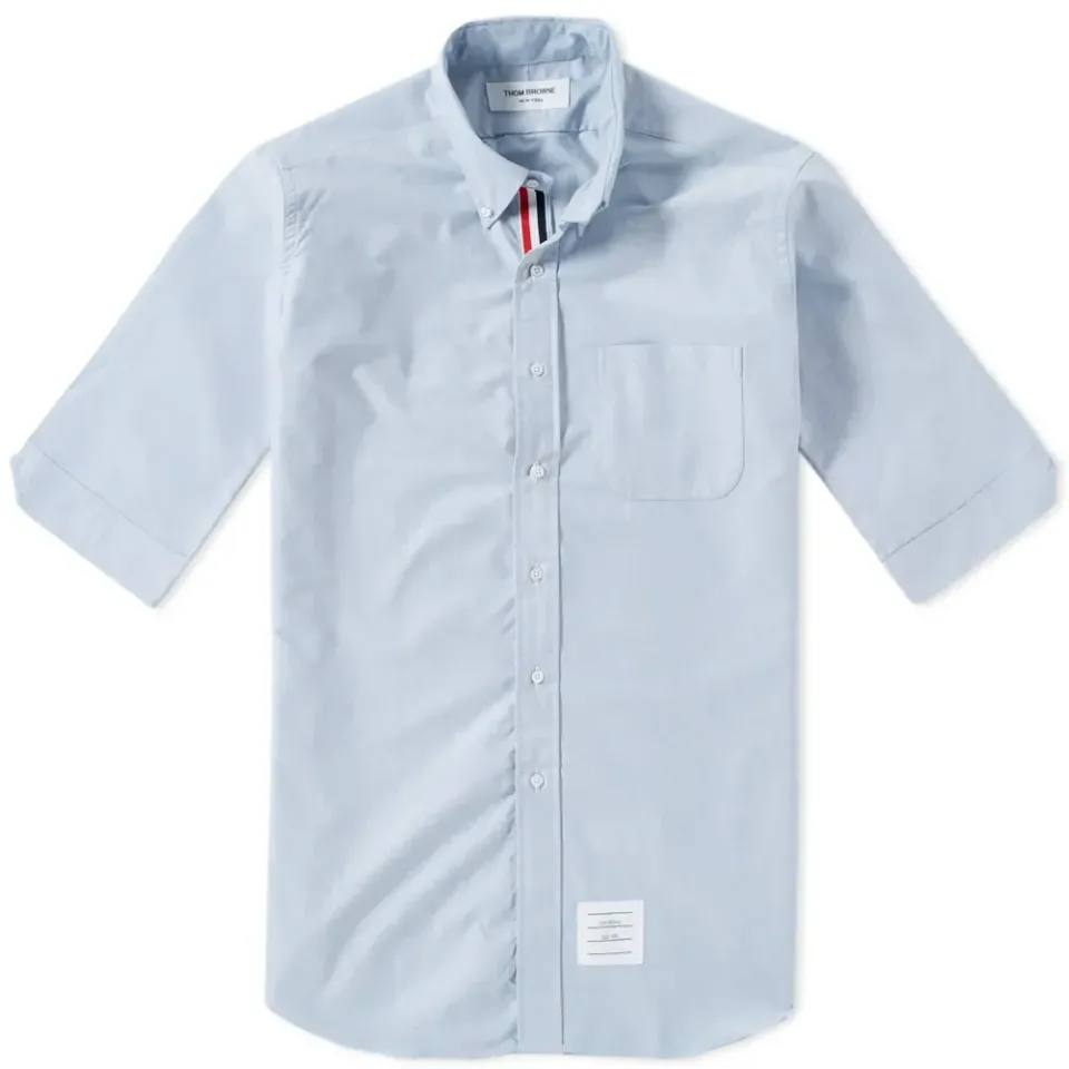 Short Sleeve Classic Grosgrain Placket Oxford Shirt