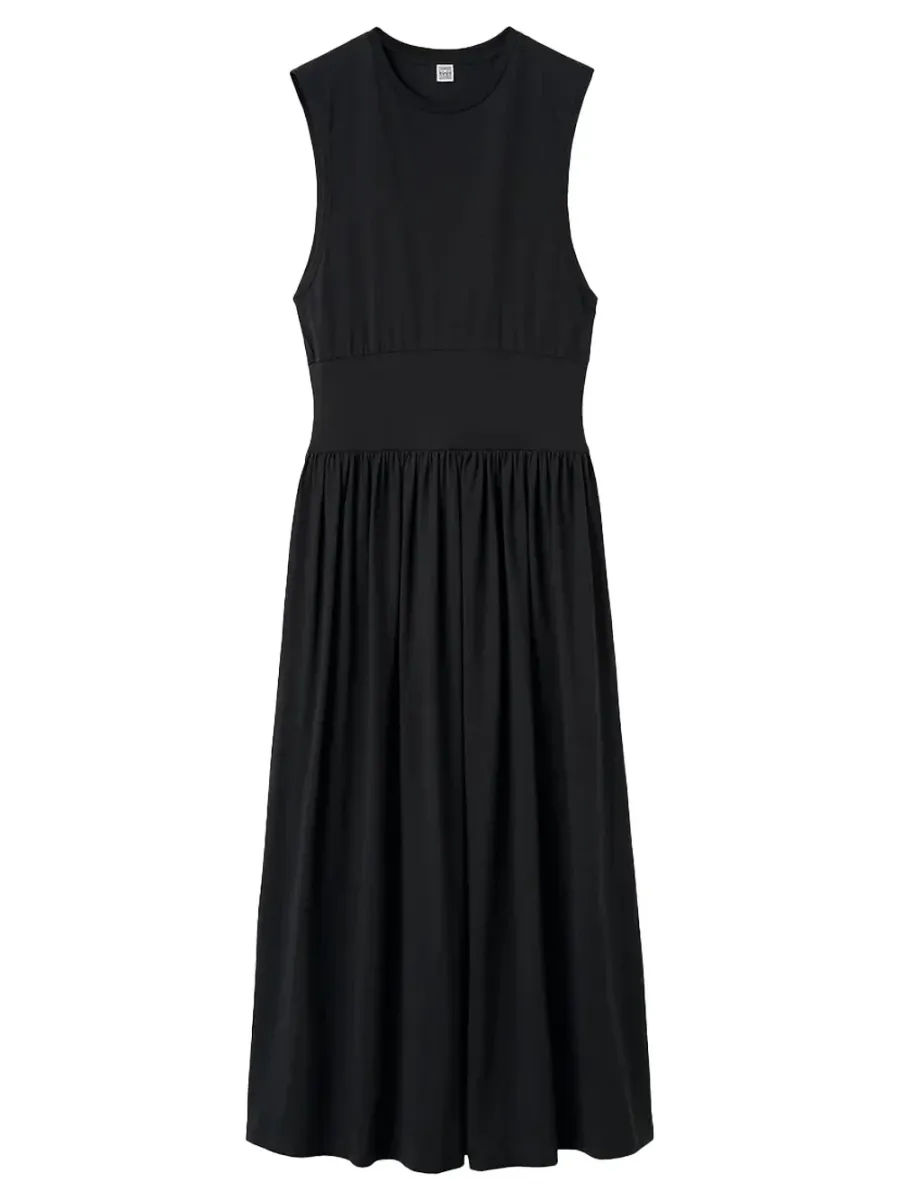 cotton Sleeveless cotton tee dress black