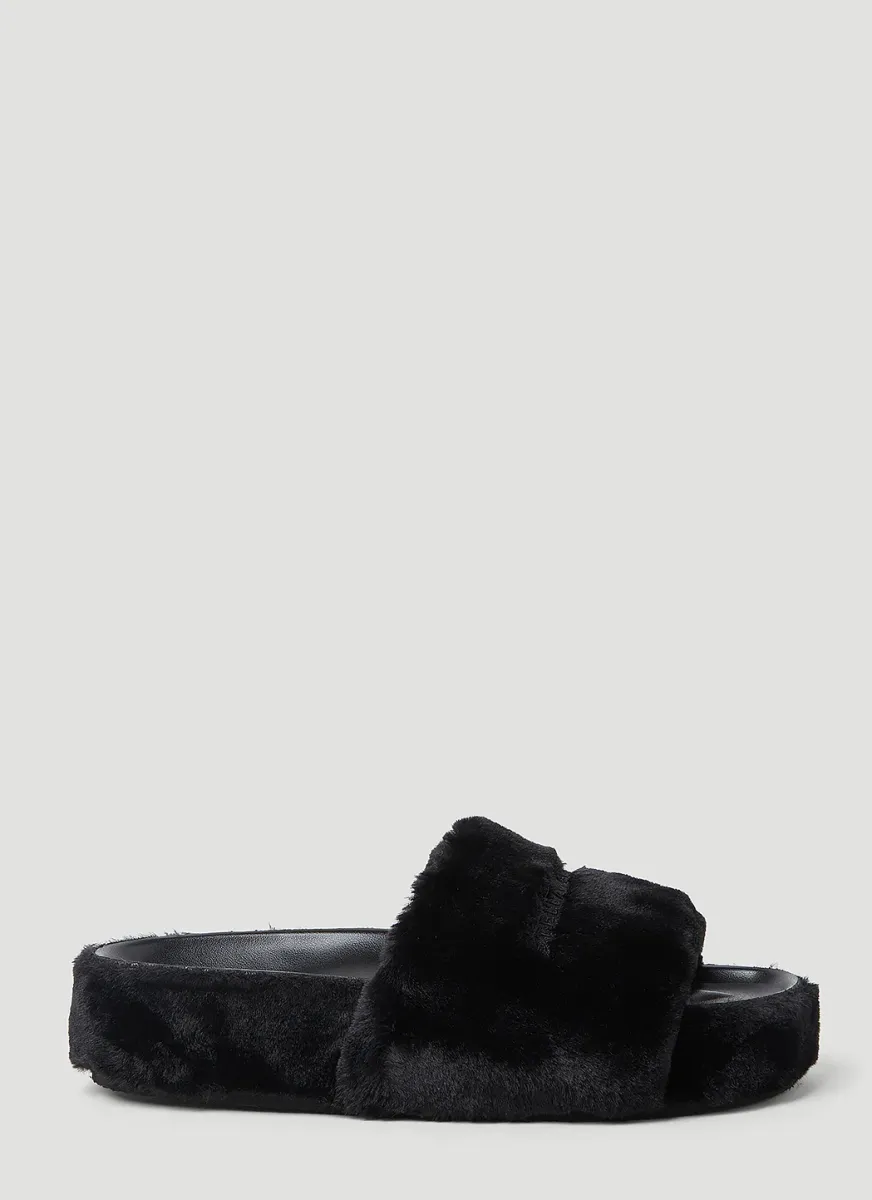 Faux Fur Plarform Sandals