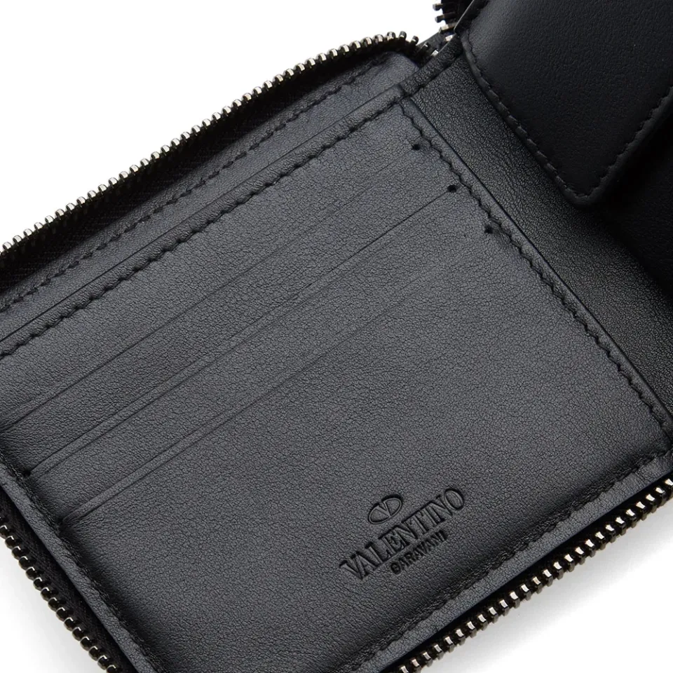 Camo Stars Leather & Canvas Zip Wallet