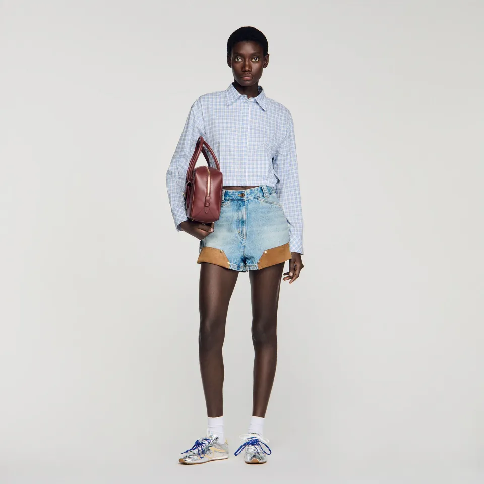 Short checked shirt