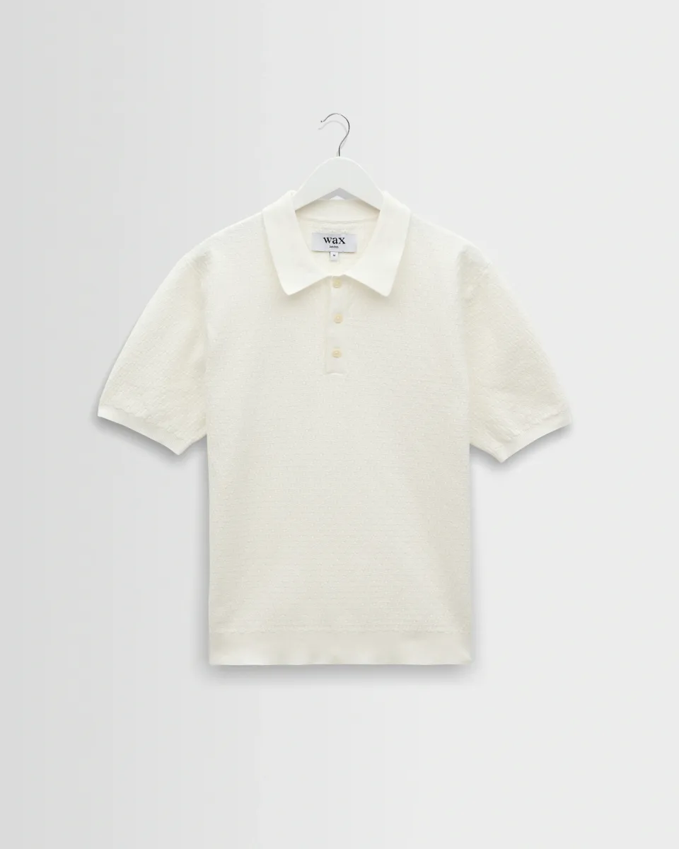 Naples - Ecru Retro Diamond Knitted Polo