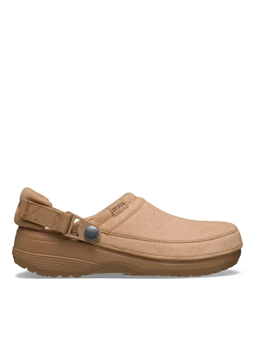 Suede Classic Crafted Flat Clogs Brown