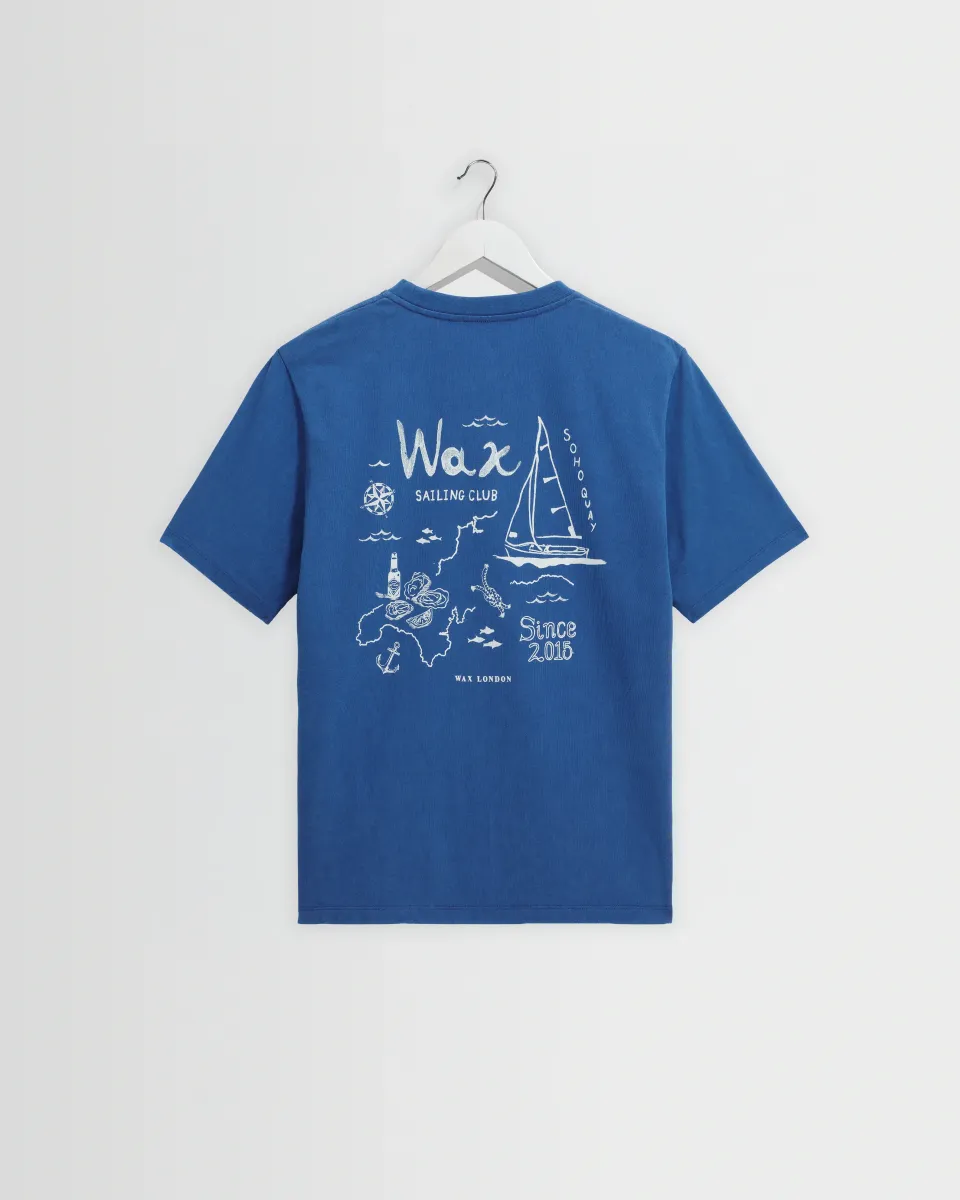 Dean - Blue and Ecru Sailing Map Print t-Shirt