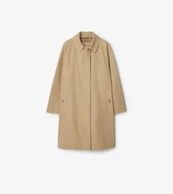 Mid-length Camden Heritage Car Coat in Honey beige - Women, Cotton Gabardine