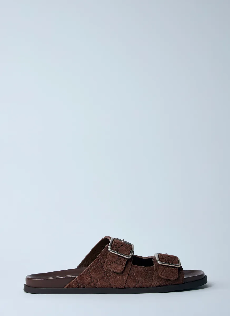Logo Embossed Leather Slides