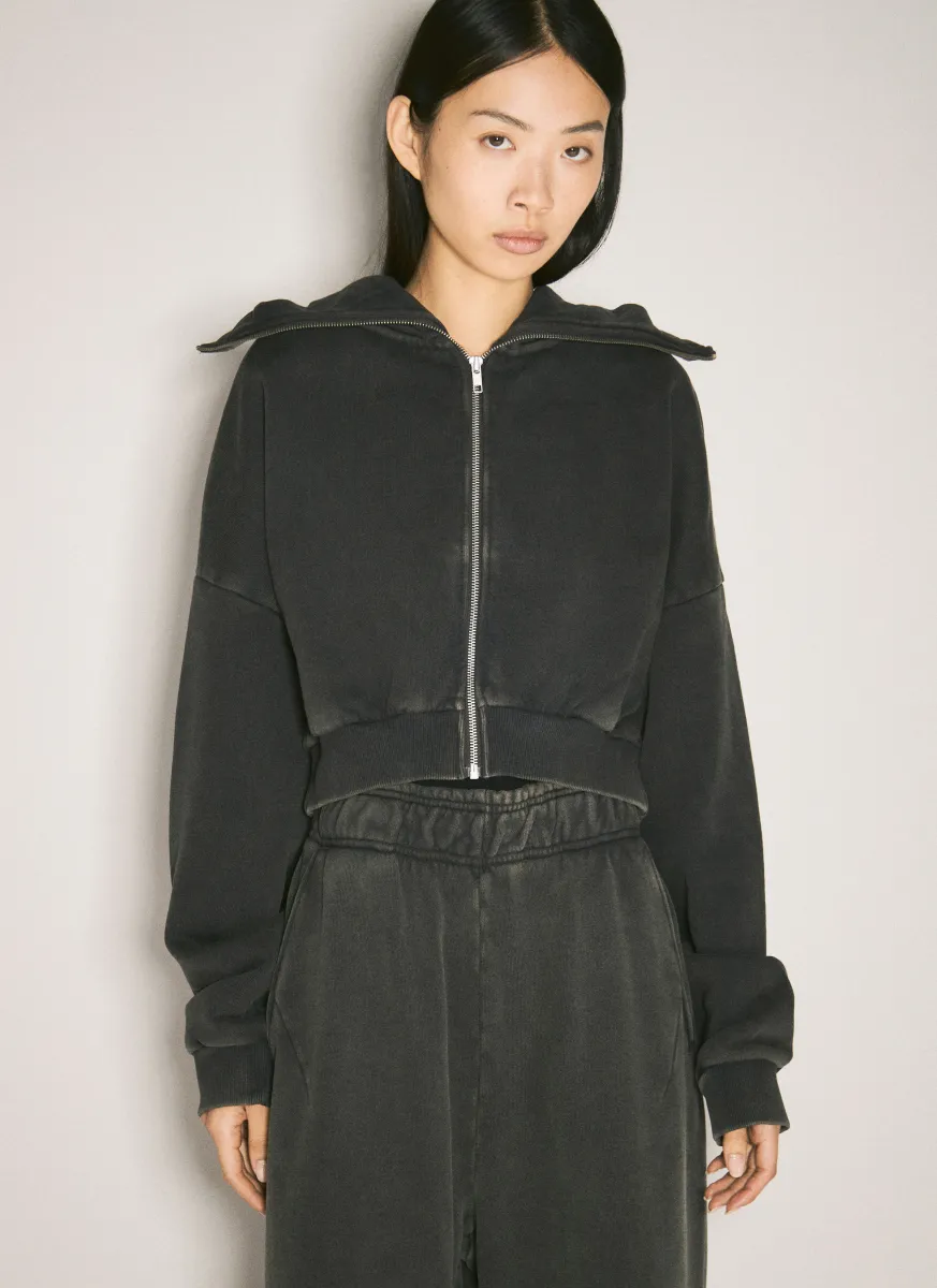 Cropped Full-Zip Hooded Sweatshirt