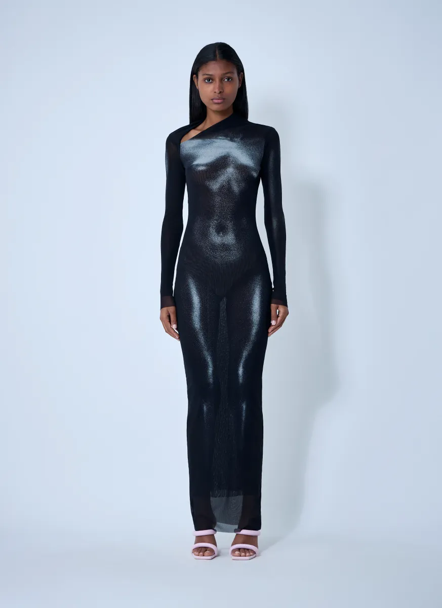 Wood Mesh Maxi Dress