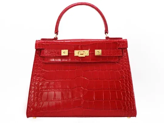 Maya Large Orinoco 'Croc' Print Leather Handbag - Red - 2