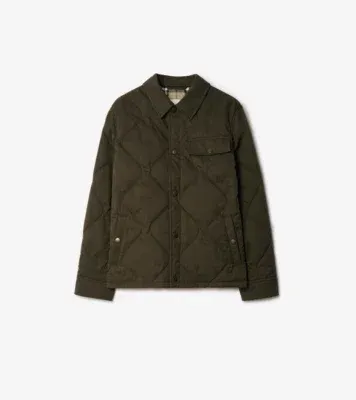 Gabardine Padded Overshirt in Juniper green - Men, Cotton Gabardine