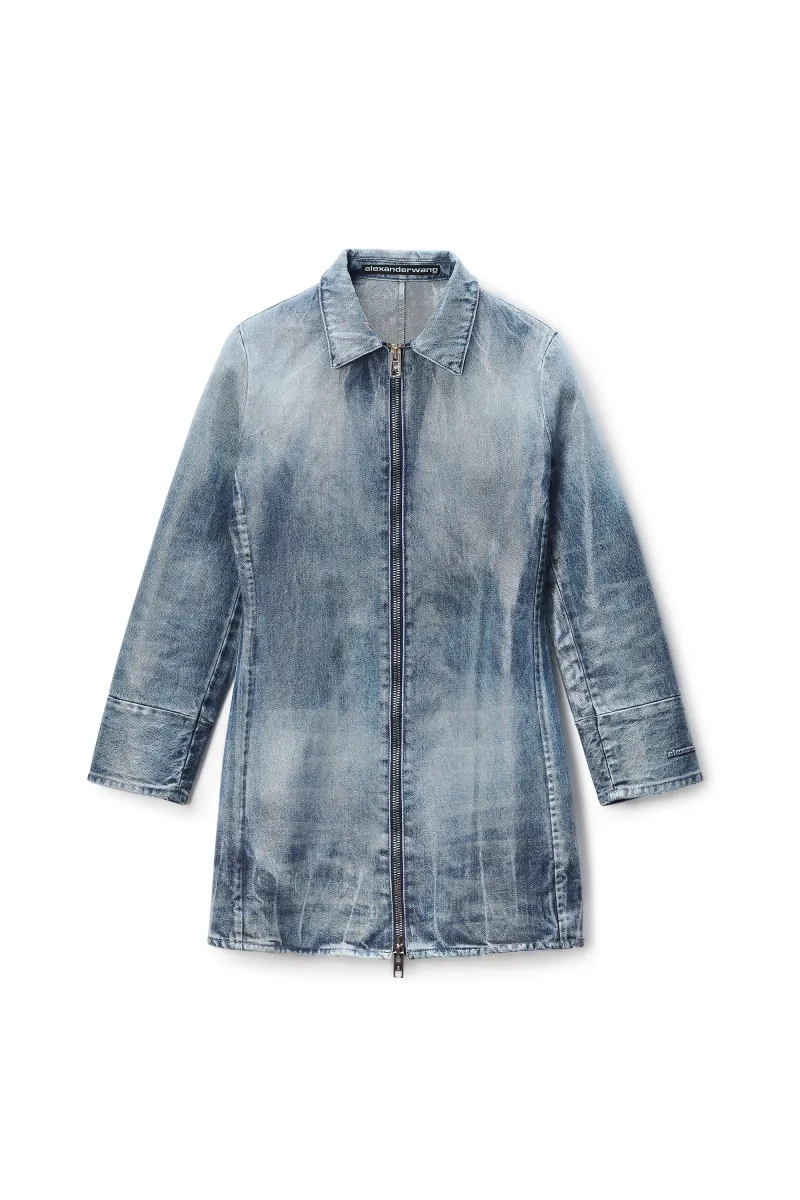 GLAZED DENIM LONG JACKET