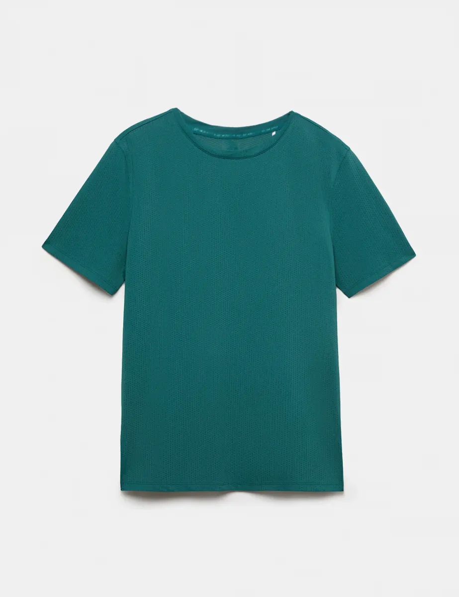 Round Neck Mesh Relaxed T-shirt Petrol Green