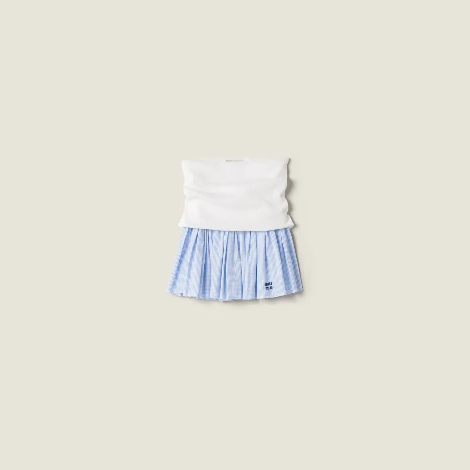 Jersey and poplin miniskirt