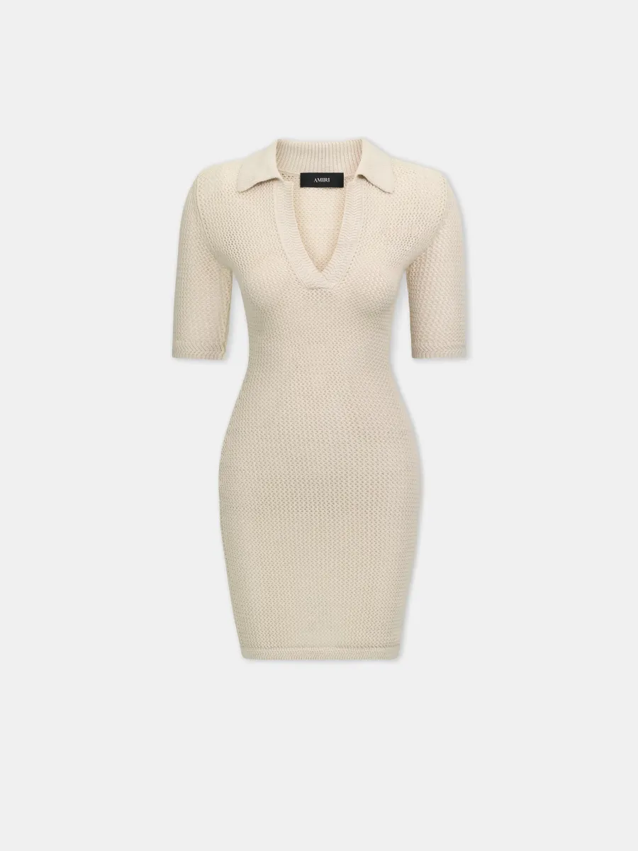 WOMEN - WOMEN'S AMIRI CROCHET MINI DRESS - Alabaster