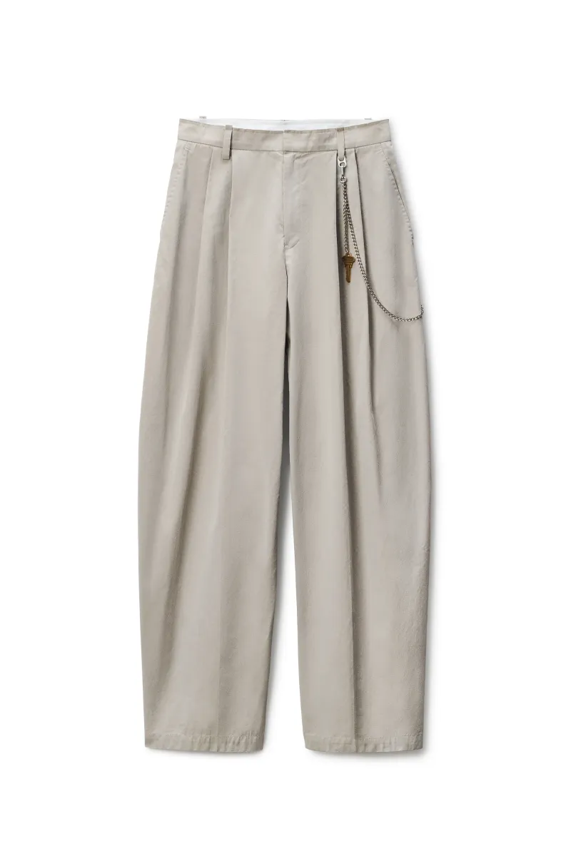 Grey Cotton-Blend Balloon-Leg Pants