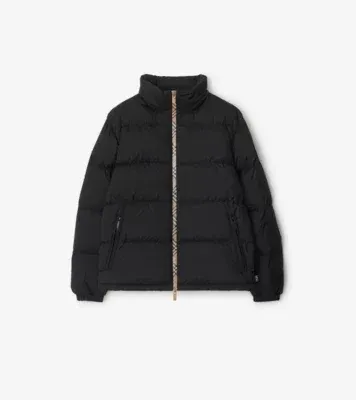 Checker-tape Snowdon Puffer Jacket in Black