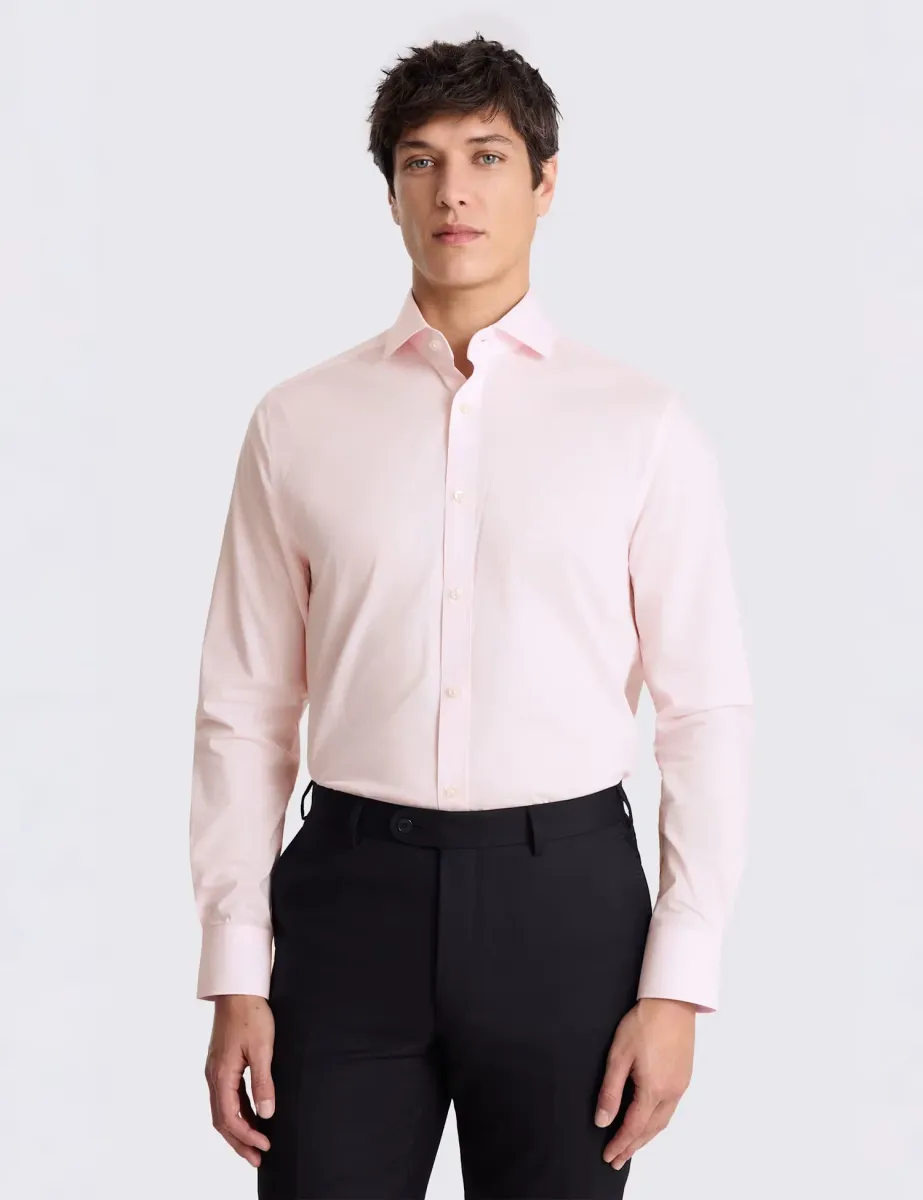 Tailored Fit Easy Iron Stretch Shirt Pink