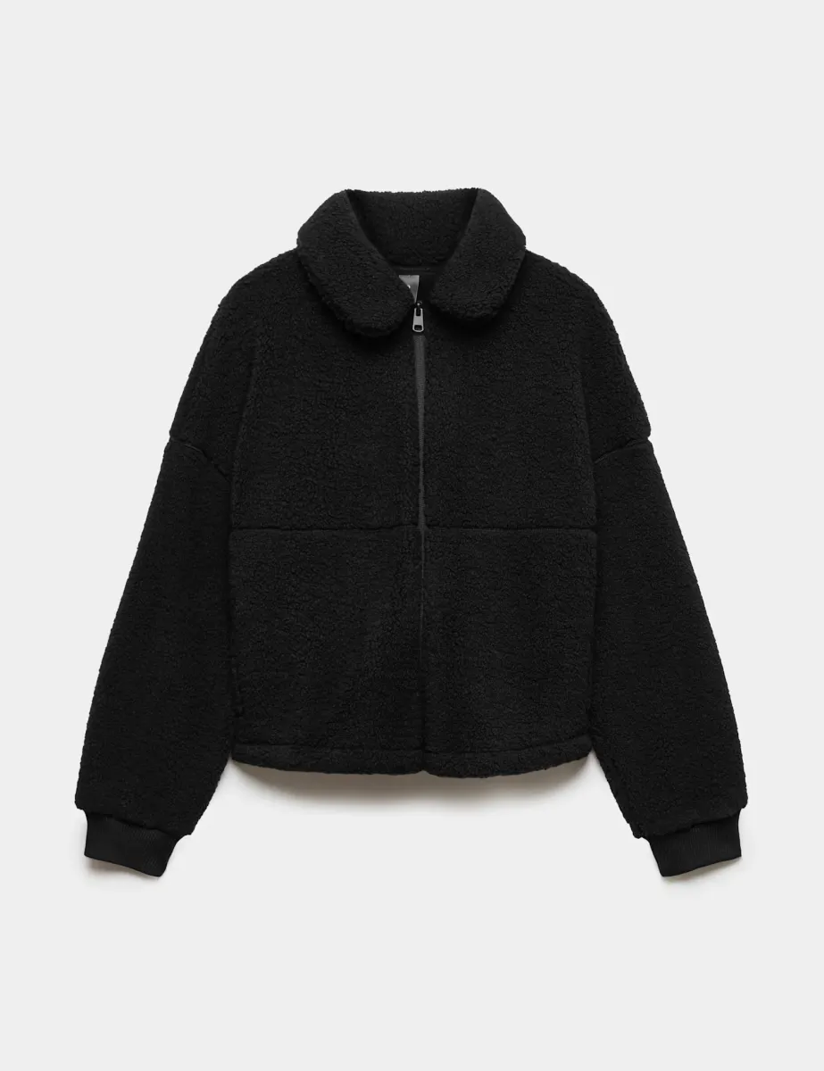 Borg Zip Up Funnel Neck Fleece Jacket