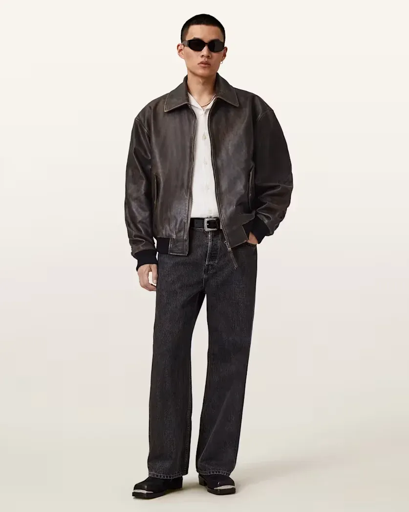Marco Oversized Leather Bomber Jacket