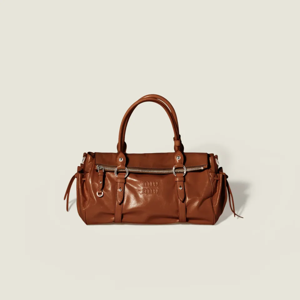 Shiny leather handbag