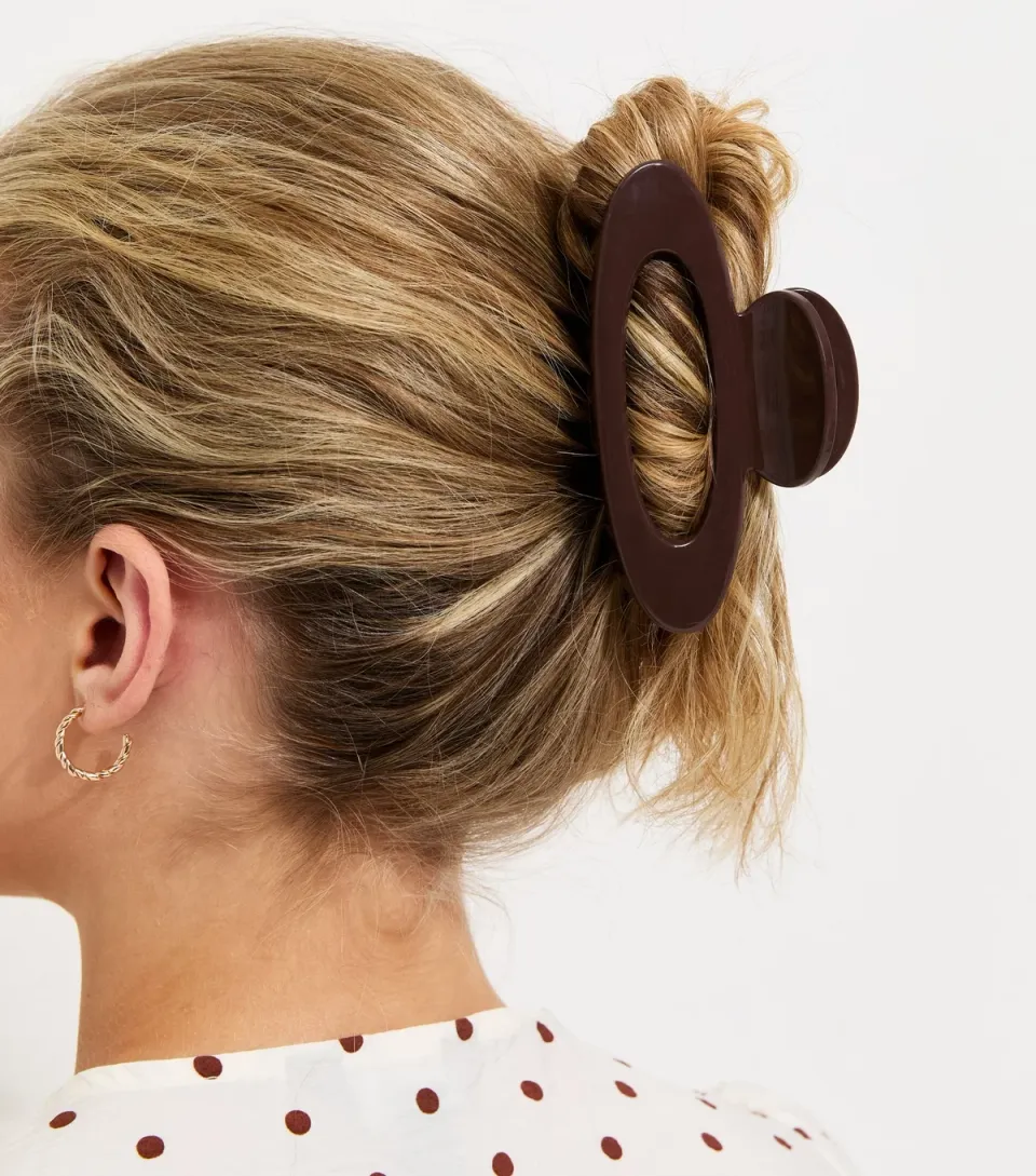 Dark Brown Oval Cut Out Hair Claw Clip
