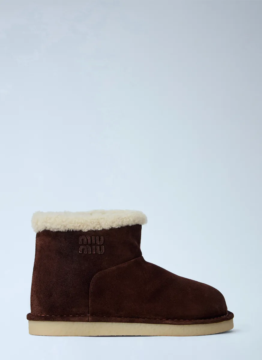 Shearling-Lined Suede Ankle Boots