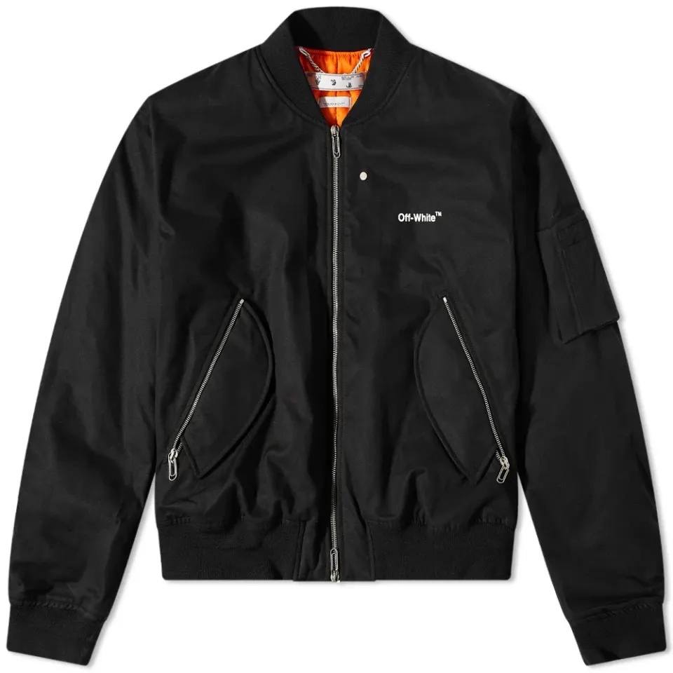 Diagonal Tab Bomber Jacket