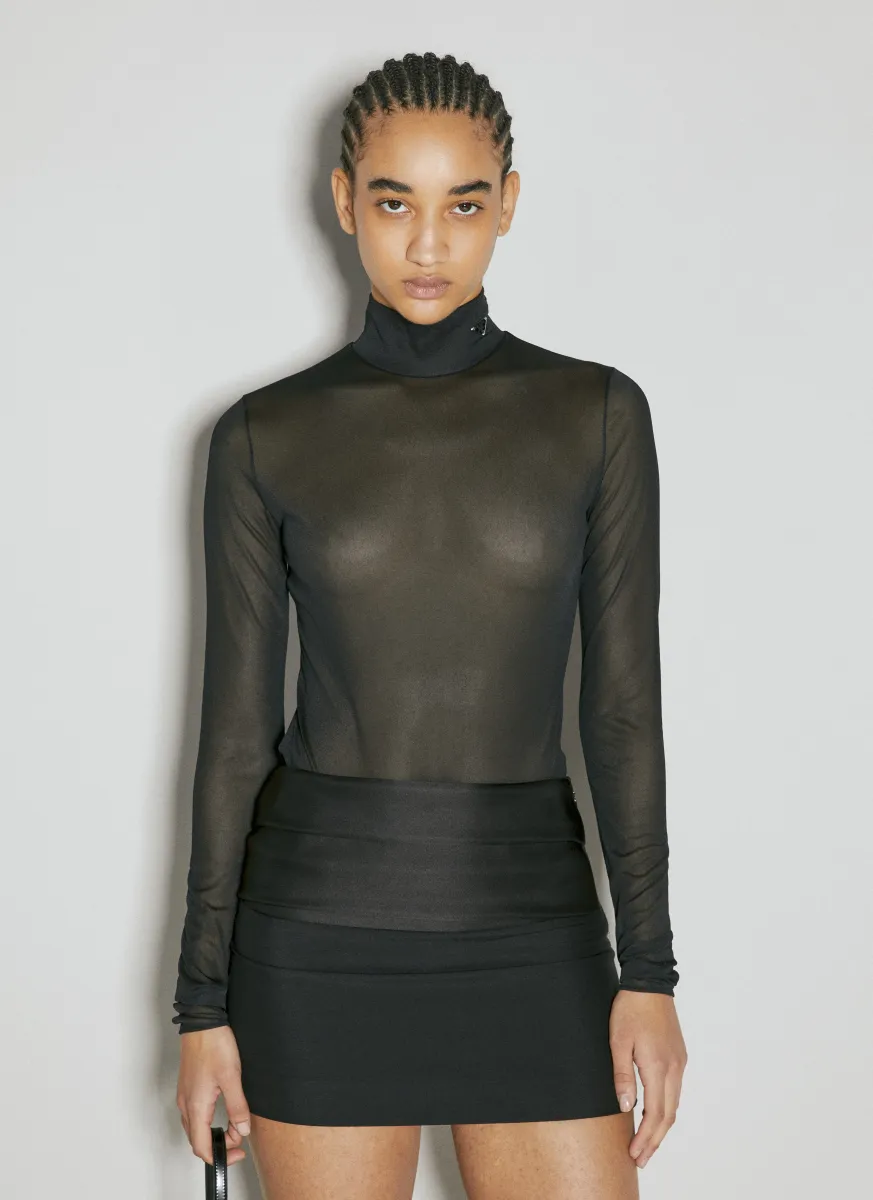 Sheer Long-Sleeve Bodysuit