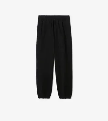 Check Label Cotton Jogging Pants in Black