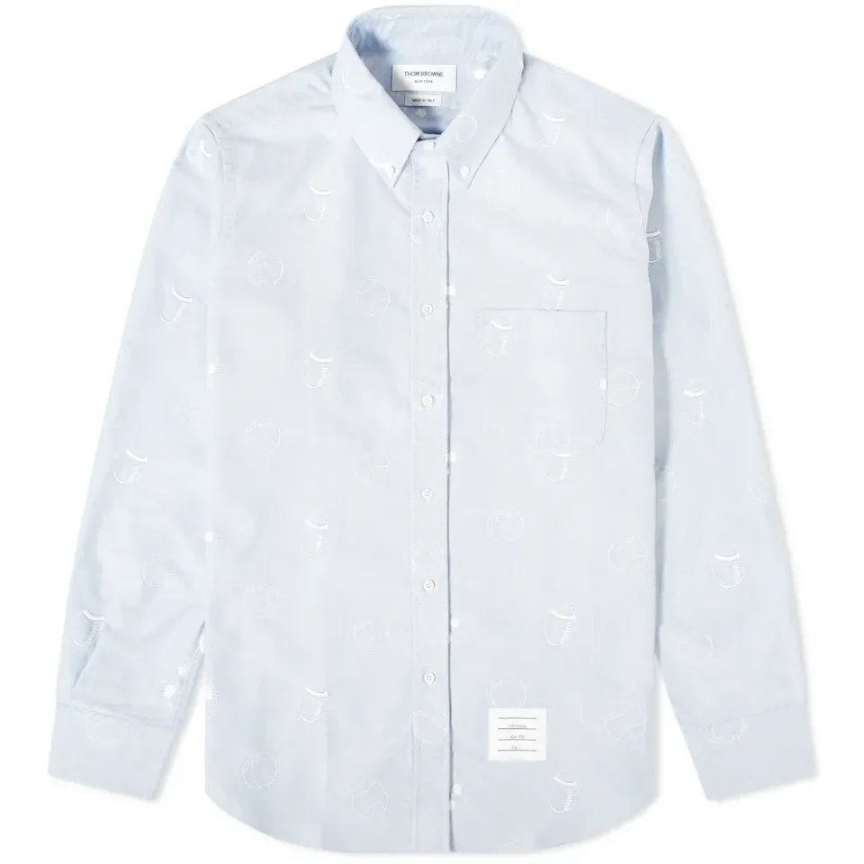 Ball Icon Embroidery Button Down Shirt