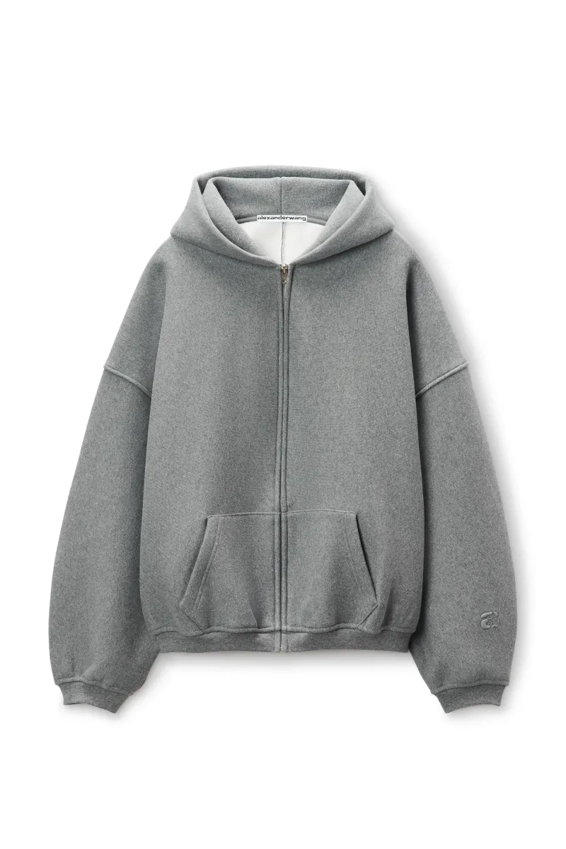 STAR ZIP UP HOODIE IN DENSE FLEECE