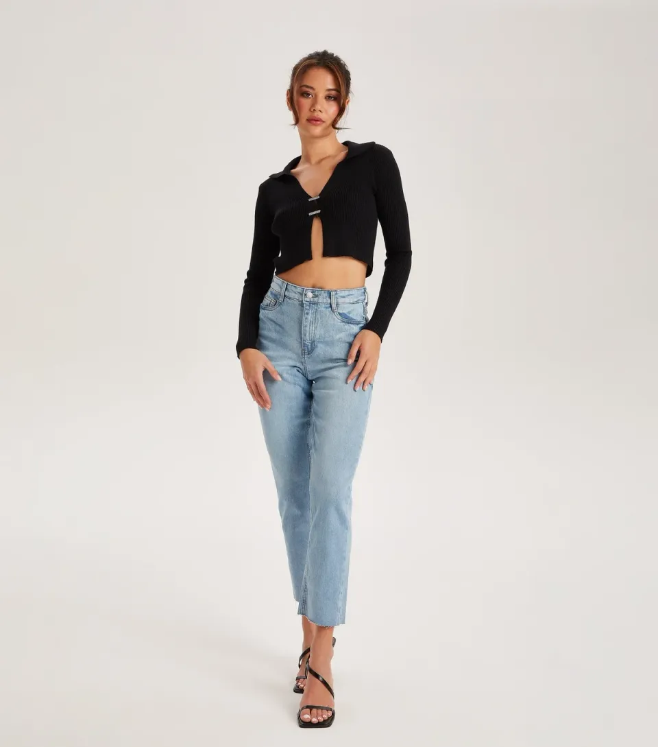 Women's Pale Blue Straight Leg Jeans