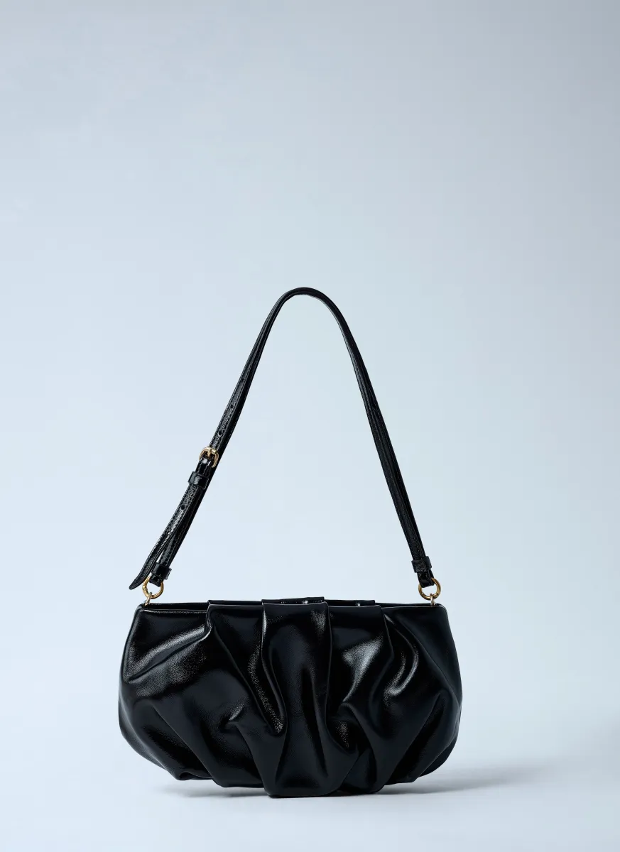 Pleated Leather Shoulder Bag