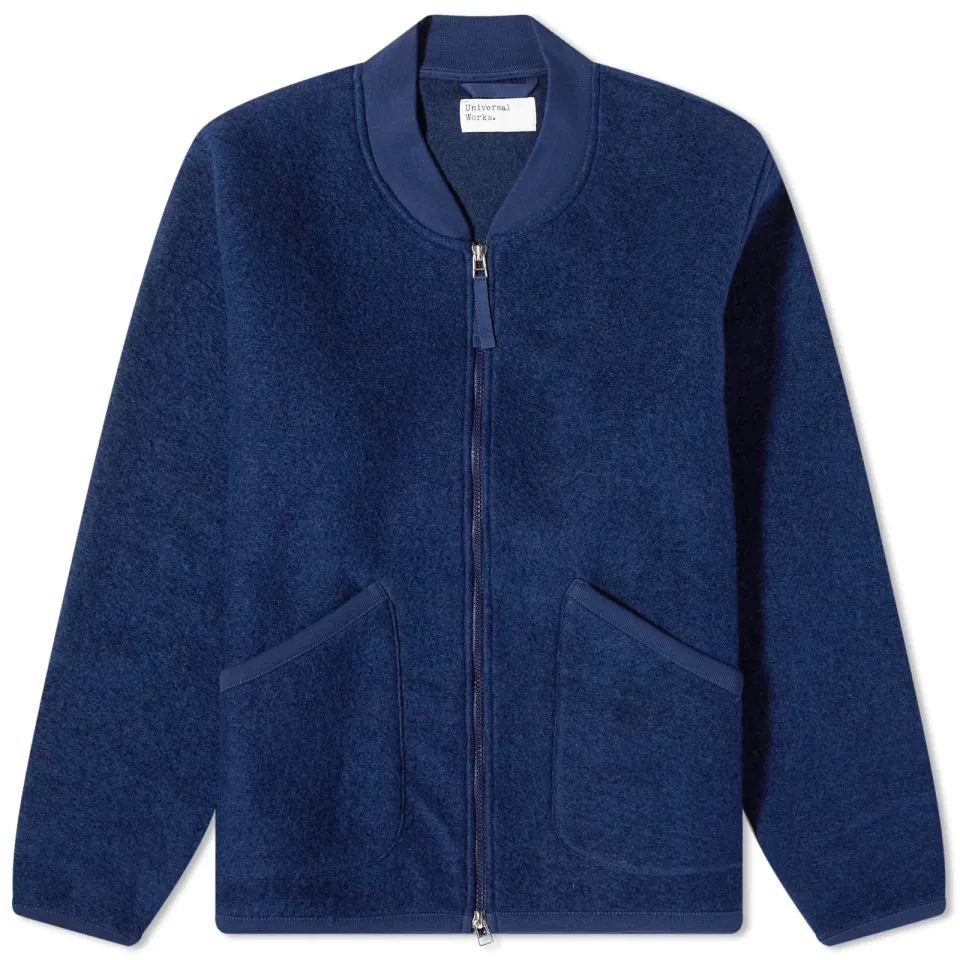 Wool Fleece Zip Bomber Jacket
