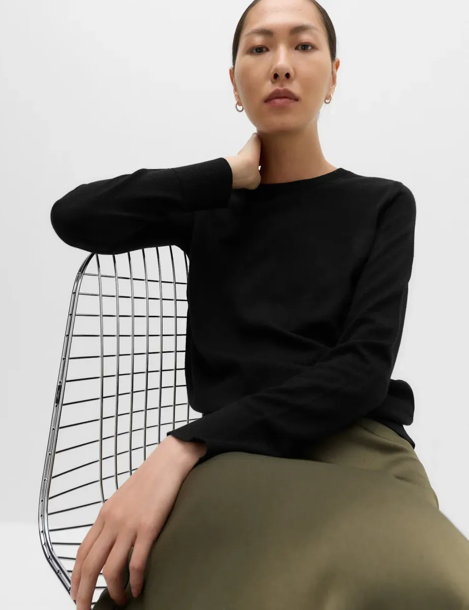 Pure Merino Crew Neck Jumper Black