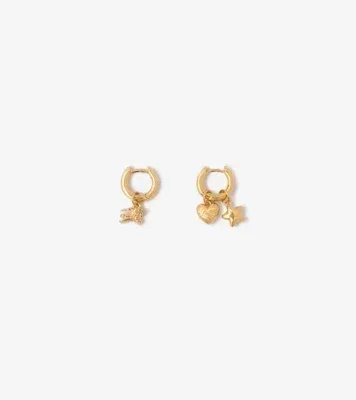 Mini Charm Hoop Earrings in Gold