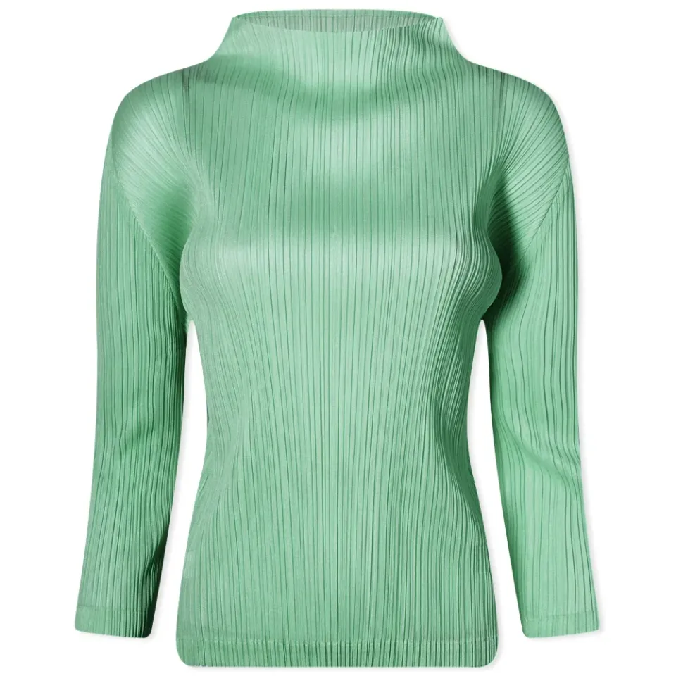 Long Sleeve Rollneck Pleats Top