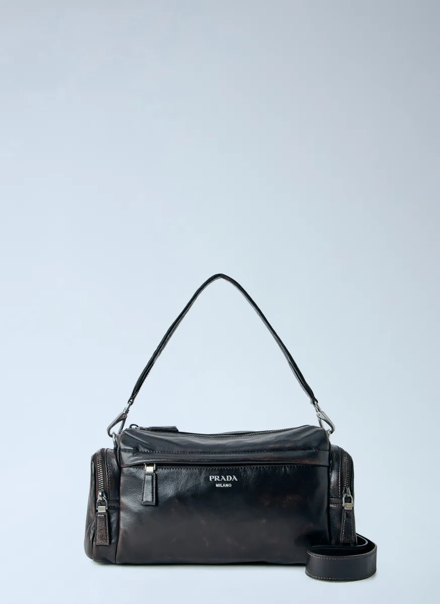 Distressed Nappa Leather Shoulder Bag
