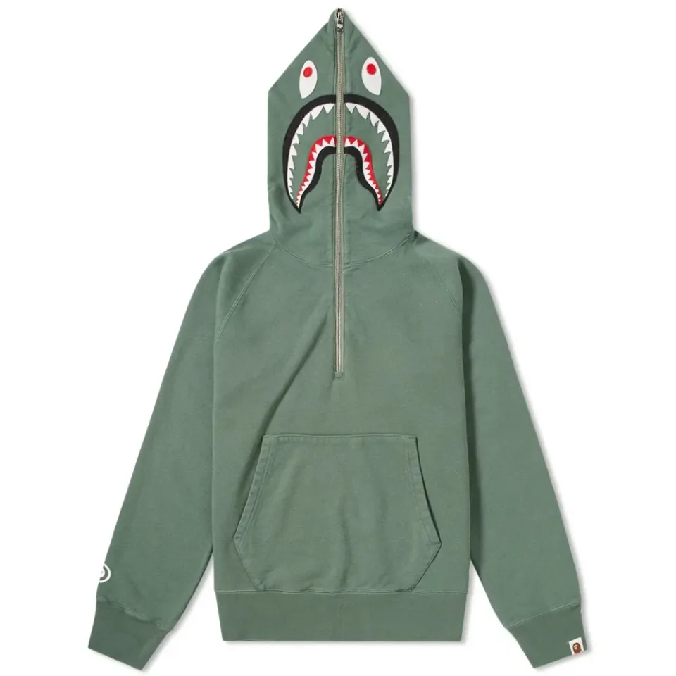 Vintage Wash Half Zip Shark Hoodie